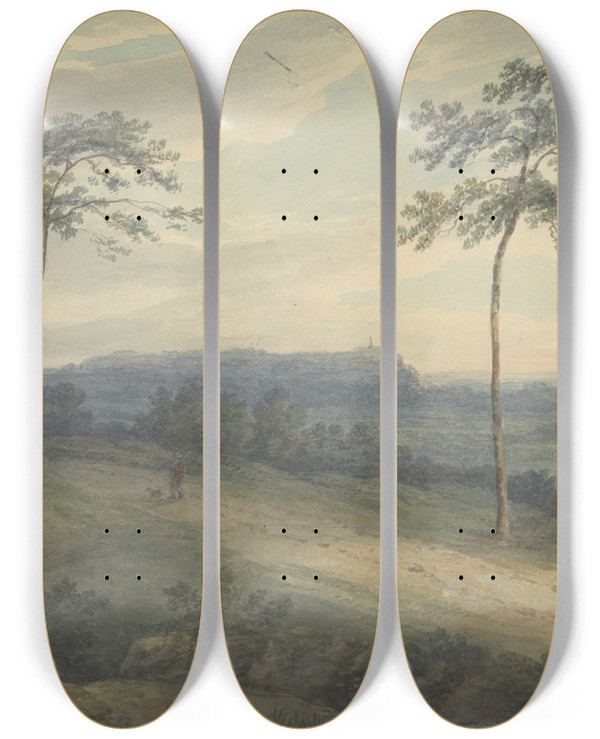 Triptych art skateboard deck of Robert Smirke One From Illustrations To Shakespeare 39 by Robert Smirke (1752-1845)