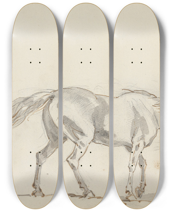Triptych art skateboard deck of Sawrey Gilpin Fourtythree Studies Of Horses And Riders Pl12 by Sawrey Gilpin (1733-1807)