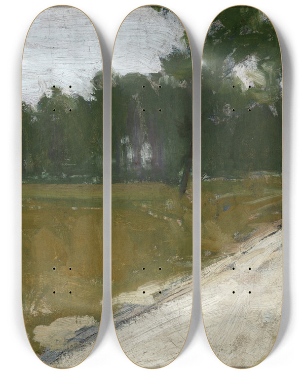 Triptych art skateboard deck of Henry Ossawa Tanner Country Road In France by Henry Ossawa Tanner (1859-1937)