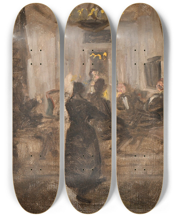 Triptych art skateboard deck of Viggo Johansen Mine Venner Studie by Johansen Viggo (1851-1935)