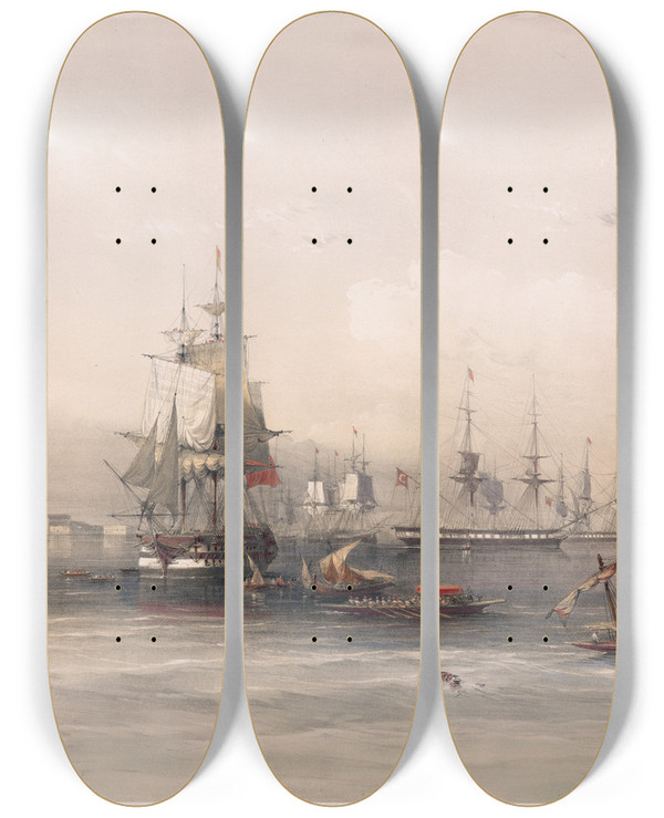 Triptych art skateboard deck of David Roberts Alexandria by David Roberts (1796-1864)