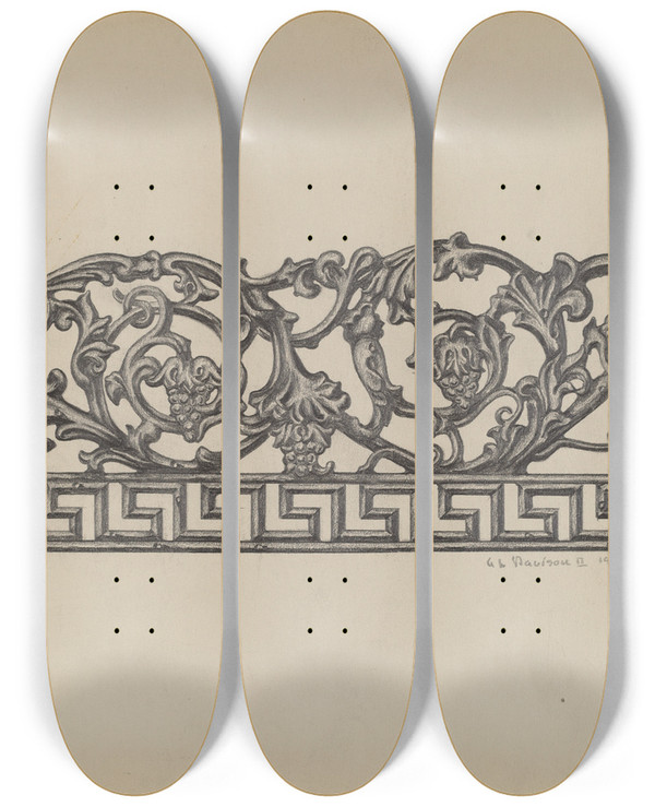 Triptych art skateboard deck of Austin L Davison Fence by Austin L Davison