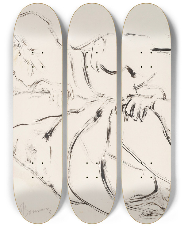 Triptych art skateboard deck of Pierre Bonnard Le Couple by Pierre Bonnard (1867-1947)