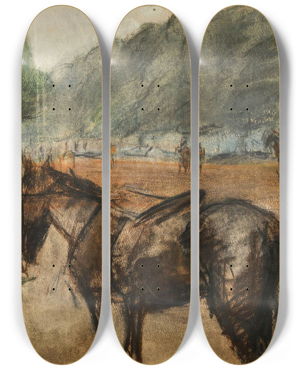 Triptych art skateboard deck of Isaac Israls Rotten Row Hyde Park by Isaac Israels (1865-1934)