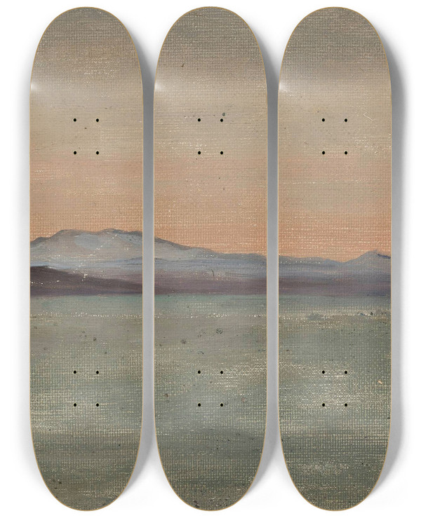 Triptych art skateboard deck of Jan Cigliski Lake Tiberias From The Journey To Palestine by Jan Ciaglinski (1858-1913)