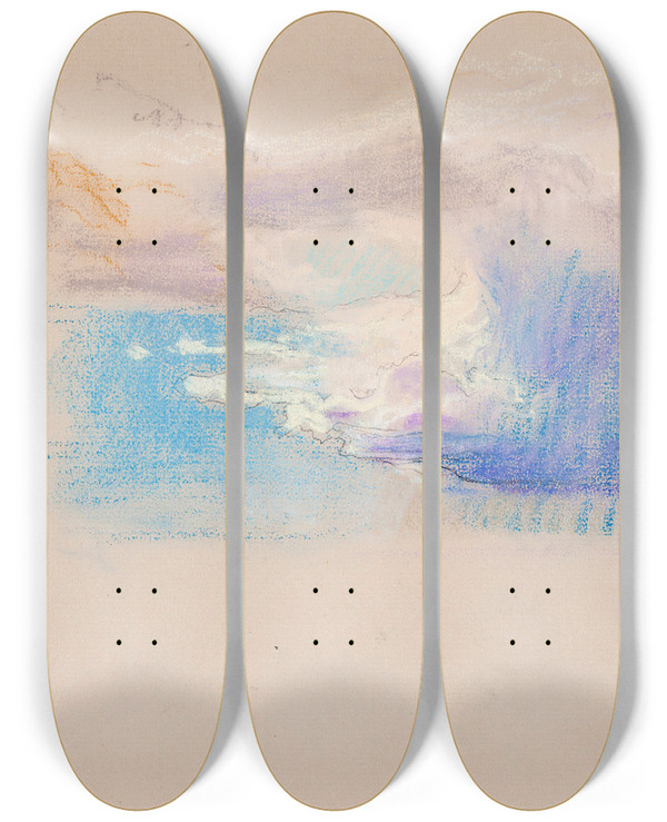 Triptych art skateboard deck of Eero Jrnefelt Pilvet 1900Luvun Alusta by Eero Jarnefelt (1863-1937)