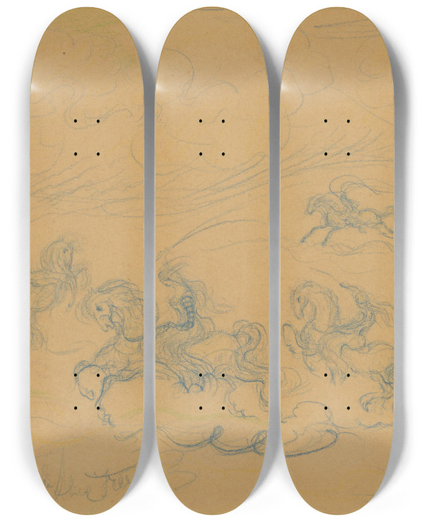 Triptych art skateboard deck of James Ensor Walkurengenoegens by James Ensor (1860-1949)