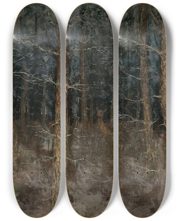 Triptych art skateboard deck of Gust Van De Wall Pern Mystieke Paden Bosgezicht by Gust van de Wall Pern (1877-1911)