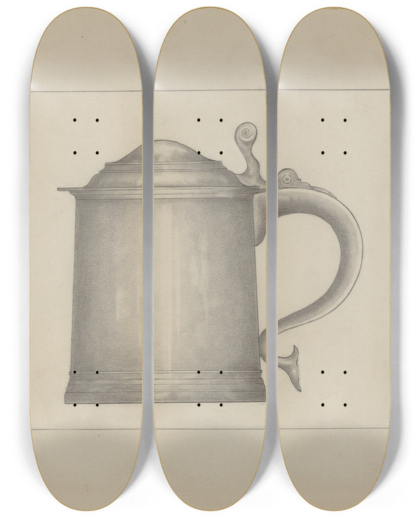Triptych art skateboard deck of Henry Meyers Pewter Tankard_5 by Henry Meyers (20-)