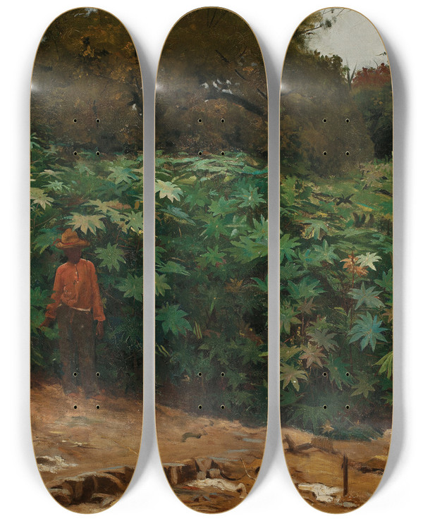Triptych art skateboard deck of Eliseu Visconti Mamoneiras Morro De So Bento by Eliseu Visconti (1866-1944)