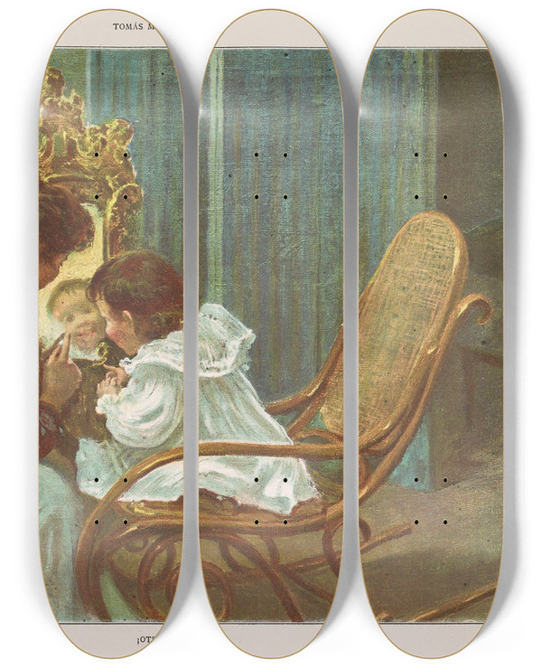 Triptych art skateboard deck of Miguel Segui Publisher Album Salon Pl28 by Miguel Segui (Publisher) (19-)