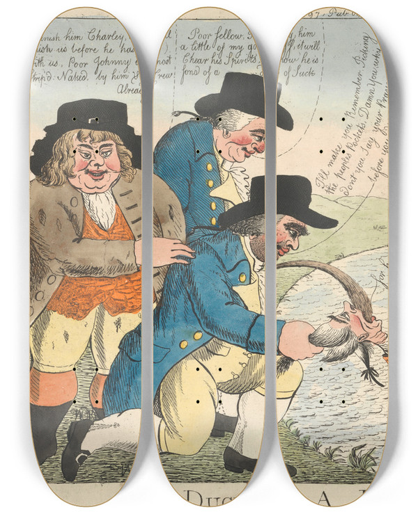 Triptych art skateboard deck of William Okeefe Ducking A Pickpocket by William Okeefe
