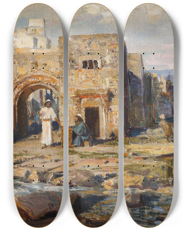 Triptych art skateboard deck of Vasily Dmitrievich Polenov The Apostle Matthew by Vasily Dmitrievich Polenov (1844-1927)