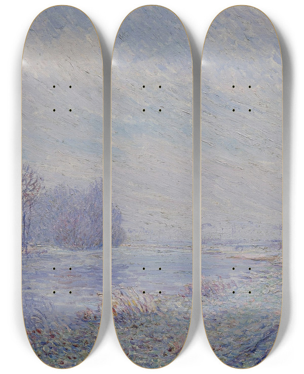 Triptych art skateboard deck of Gustave Loiseau Gele Blanche by Gustave Loiseau (1865-1935)