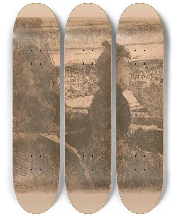 Triptych art skateboard deck of Mary Cassatt The Opera by Mary Cassatt (1844-1926)