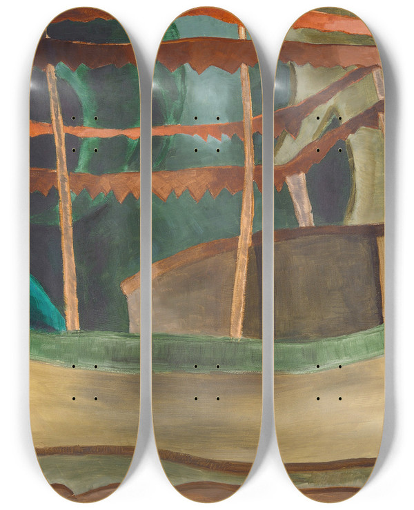 Triptych art skateboard deck of Arthur Dove Fishboat by Arthur Dove (1880-1946)