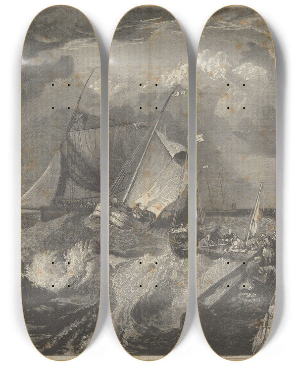 Triptych art skateboard deck of John Singer Sargent Scrapbook Drawings by John Singer Sargent (1856-1925)