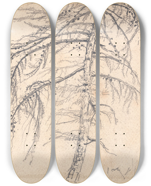 Triptych art skateboard deck of James Ward Larch Tree by James Ward (1769-1859)