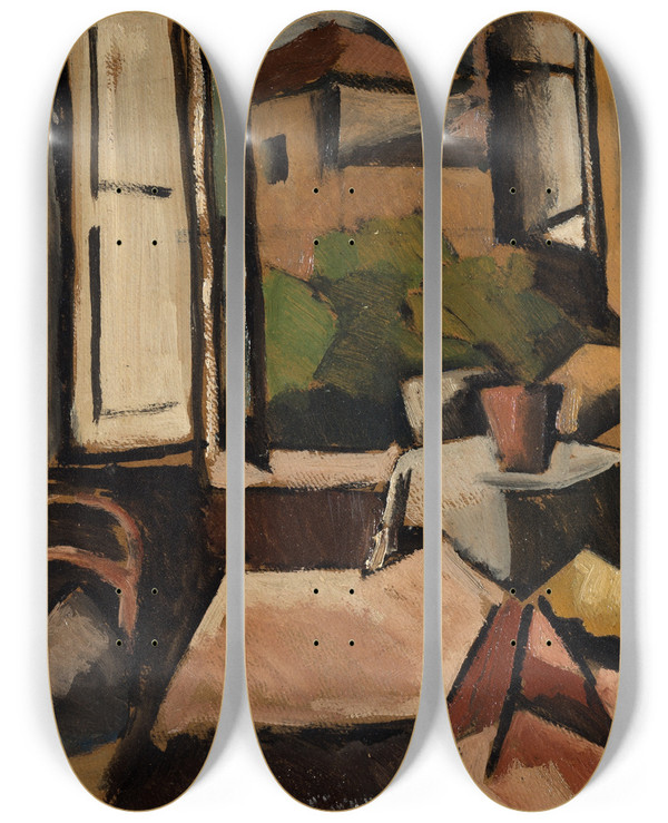 Triptych art skateboard deck of Joaqun Torresgarca Interior by Joaqun Torres-Garca (1874-1949)