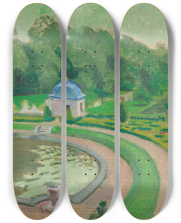 Triptych art skateboard deck of Maurice Denis Le Chteau De Rosanbo Le Bassin Et Les Pavillons Esquisse 2 by Maurice Denis (1870-1943)