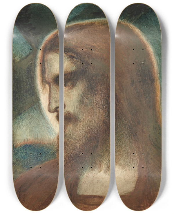 Triptych art skateboard deck of Simeon Solomon Christ And St Joseph Of Aramathea by Simeon Solomon (1840-1905)