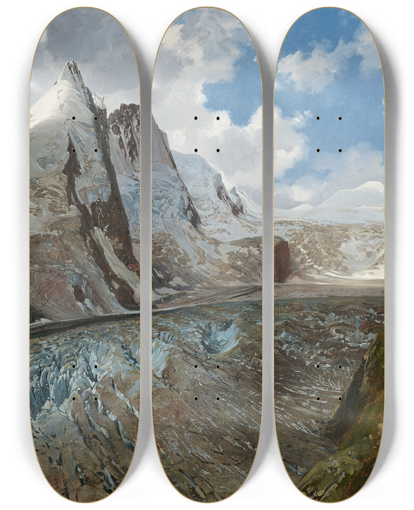 Triptych art skateboard deck of Thomas Ender Der Groglockner Mit Der Pasterze_1 by Thomas Ender (1793-1875)