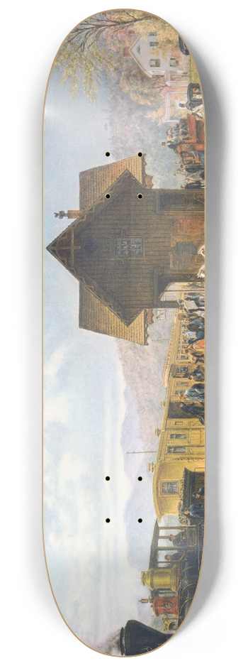 Edward Lamson Henry - The 9;45 A.M. Accommodations, Stratford, Connecticut 8.25 inch art skate deck
