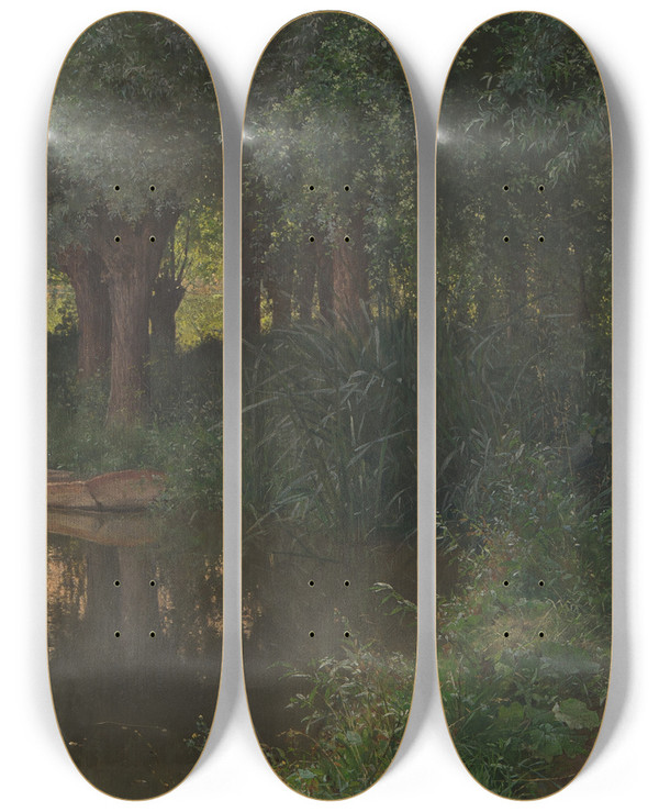Triptych art skateboard deck of Frantiek Slab Der Teich by Frantisek Slaby (1863-1919)