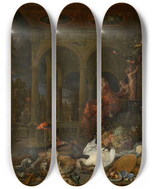 Triptych art skateboard deck of Peeter Gijsels Still Life by Peeter Gijsels (1621-1690)