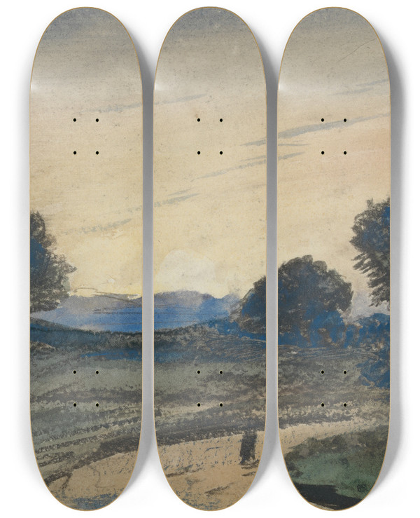 Triptych art skateboard deck of Barbara Bodichon Sketchbook_15 by Barbara Bodichon (1827-1891)