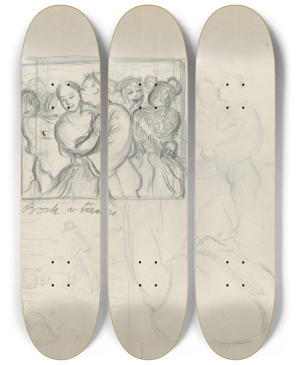 Triptych art skateboard deck of Tefan Polkorb Kiss During A Dance by Stefan Polkorab