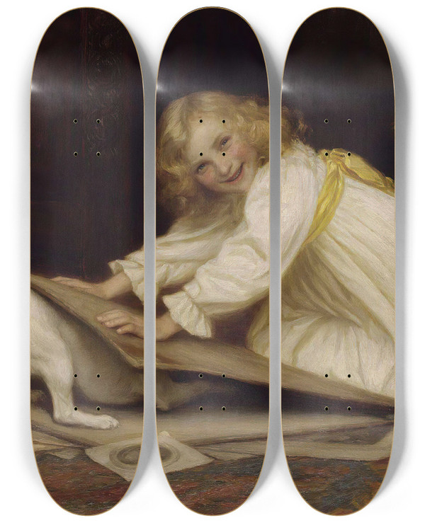 Triptych art skateboard deck of William Henry Gore Misbehaving by William Henry Gore (1857-1942)