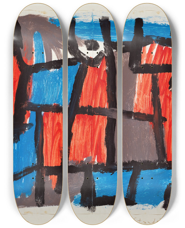 Triptych art skateboard deck of Paul Klee The Hour Before One Night by Paul Klee (1879-1940)