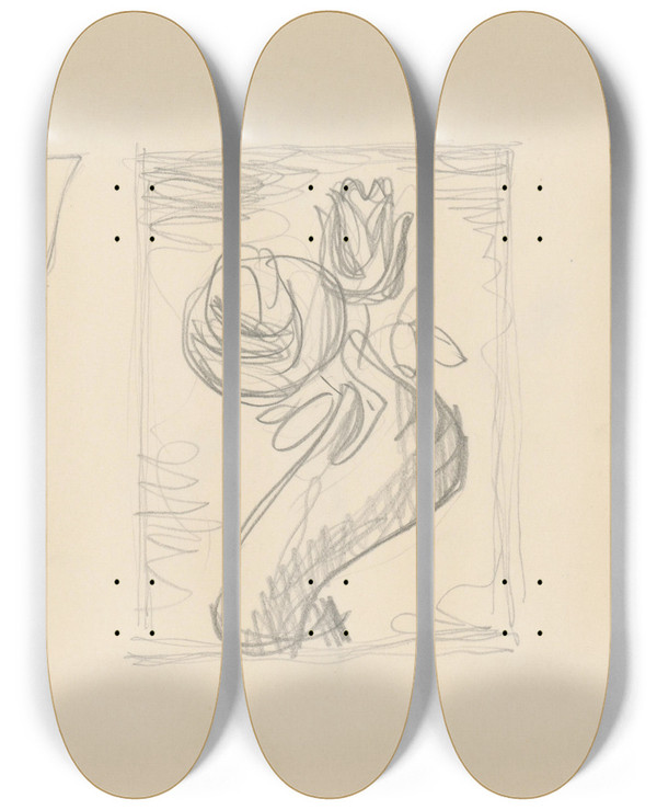 Triptych art skateboard deck of Mikul Galanda Sketchbook_11 by Mikulas Galanda (1895-1938)