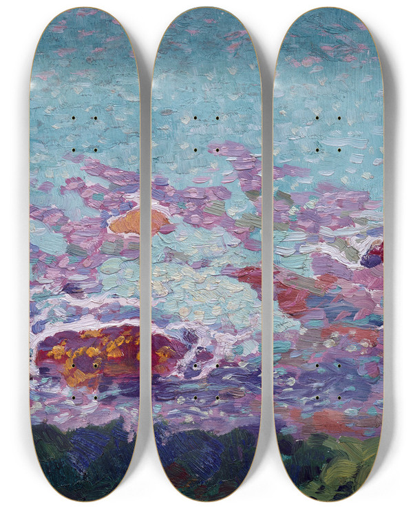 Triptych art skateboard deck of Maurice Denis Ocean Coast by Maurice Denis (1870-1943)