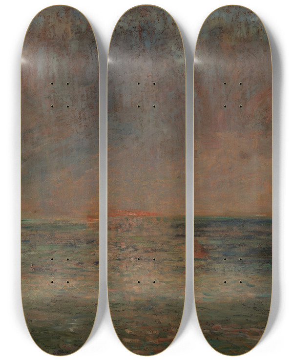 Triptych art skateboard deck of James Ensor Large Seascape Sunset by James Ensor (1860-1949)