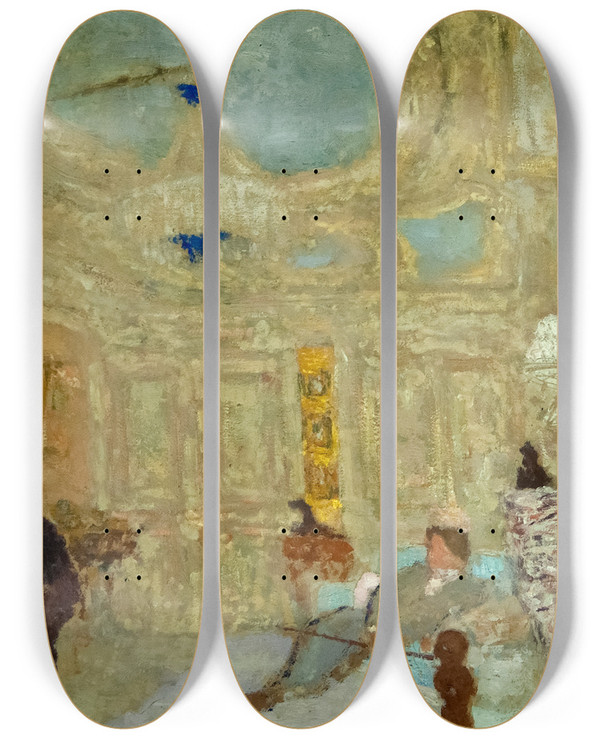 Triptych art skateboard deck of Douard Vuillard In The Waiting Room by douard Vuillard (1868-1940)