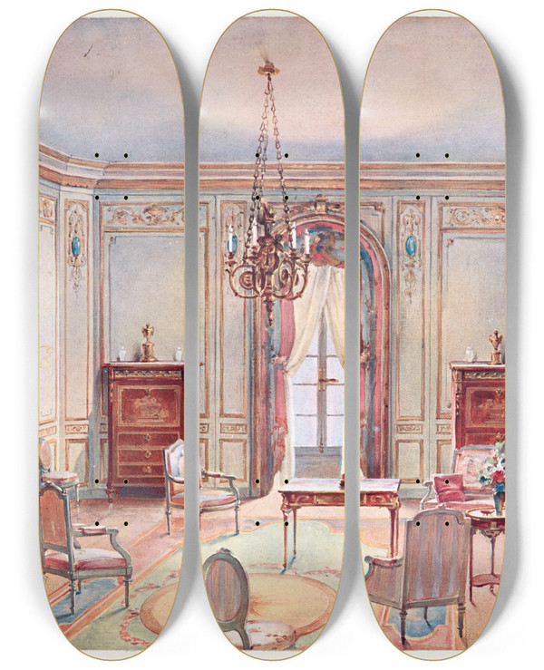 Triptych art skateboard deck of Georges Rmon Grande Salon Louis Xvi by Georges Remon (1889-1963)