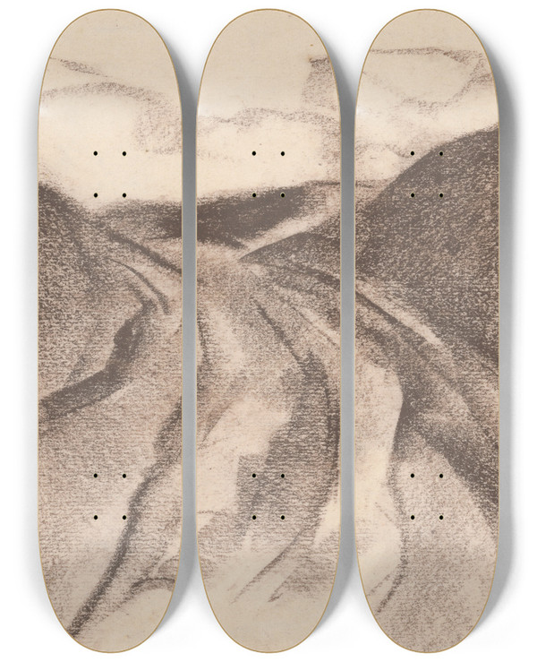 Triptych art skateboard deck of Zolo Palugyay Road_1 by Zolo Palugyay (1898-1935)