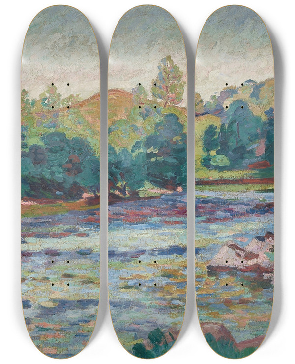 Triptych art skateboard deck of Armand Guillaumin La Creuse_2 by Armand Guillaumin (1841-1927)