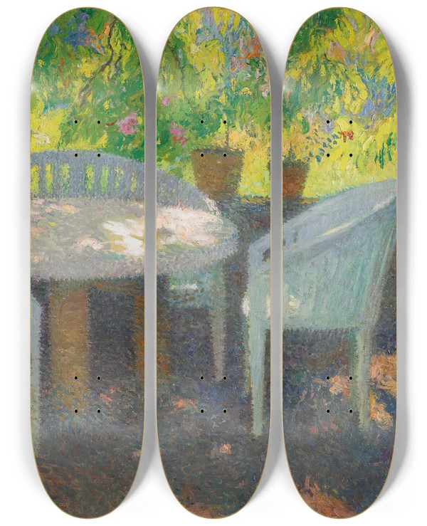 Triptych art skateboard deck of Henri Martin Sous Le Grand Marronier De Marquayrol by Henri Martin (1860-1943)