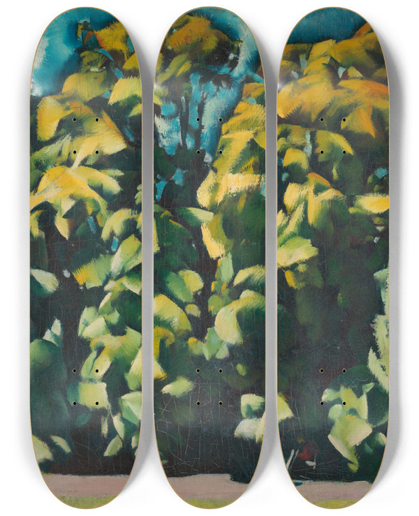 Triptych art skateboard deck of Vilmos Abanovk Park by Vilmos Aba Novak (1894-1942)