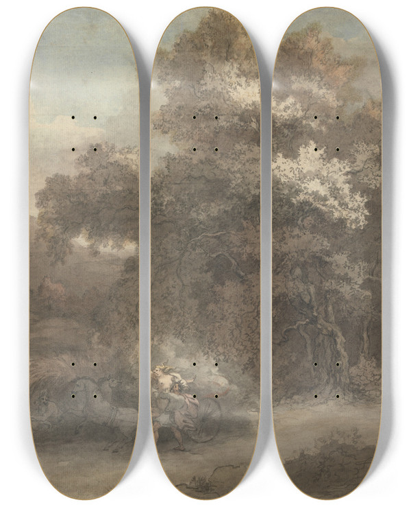 Triptych art skateboard deck of William P Sherlock The Rape Of Persephone by William P Sherlock (1780-1825)