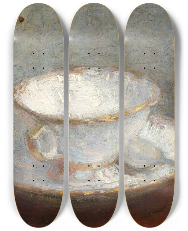 Triptych art skateboard deck of Henri Fantinlatour Nature Morte La Tasse by Henri Fantin-Latour (1836-1904)