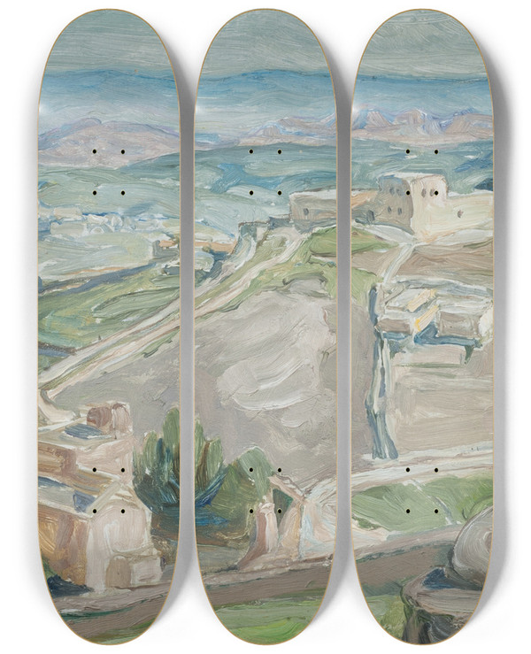 Triptych art skateboard deck of Anna Boberg Study From Gethsemane by Anna Boberg (1864-1935)
