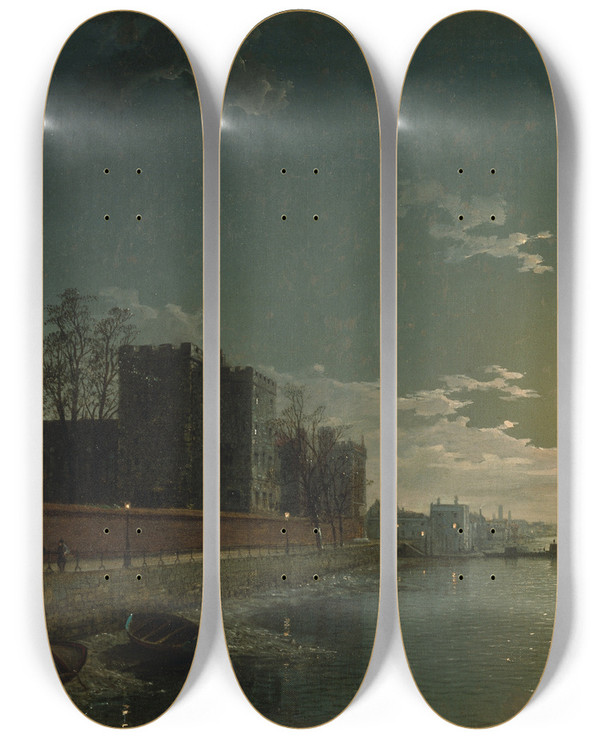 Triptych art skateboard deck of Henry Pether Lambeth Palace by Henry Pether (1828-1865)