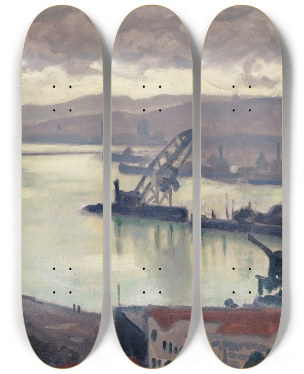 Triptych art skateboard deck of Albert Marquet Alger Temps Gris by Albert Marquet (1875-1947)