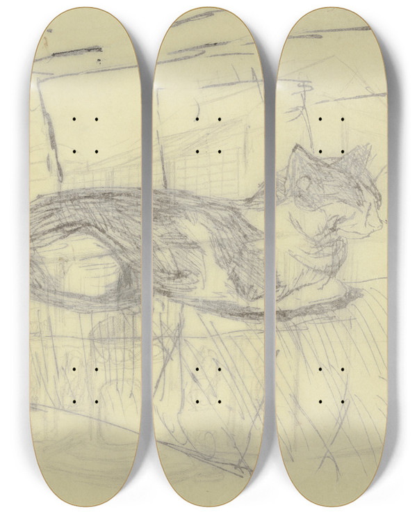 Triptych art skateboard deck of Max Beckmann Architecture by Max Beckmann (1884-1950)