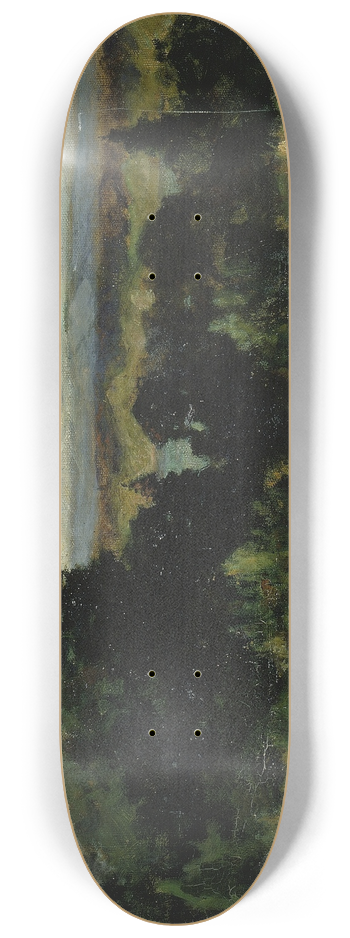 Edward Mitchell Bannister - Untitled (landscape, fields with rocks and trees) 8.25 inch art skate deck