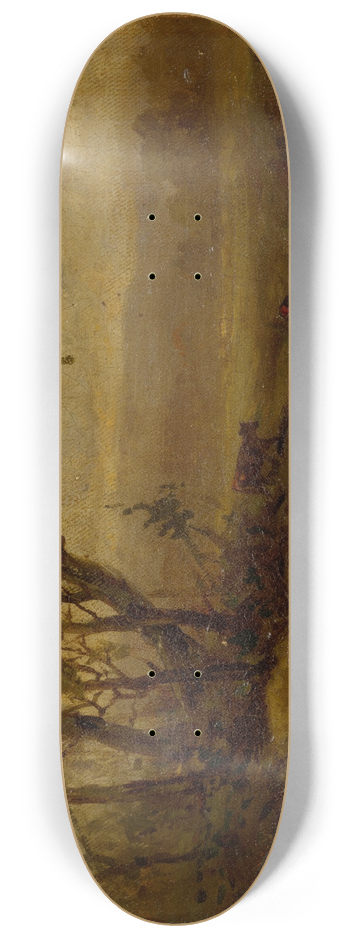 Edward Mitchell Bannister - Untitled (landscape, riverbank, three cows) 8.25 inch art skate deck